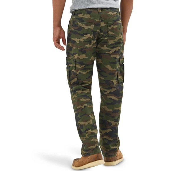 Wrangler green tan black camo PANTS FLEECE lined cargo 42/30 relaxed fit men NEW - Picture 2 of 16